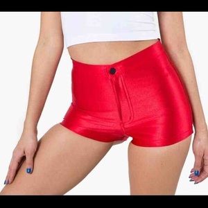 American Apparel Red Disco Shorts